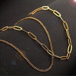 18K gold plated stainless steel paperclip chain necklace 20 inches
